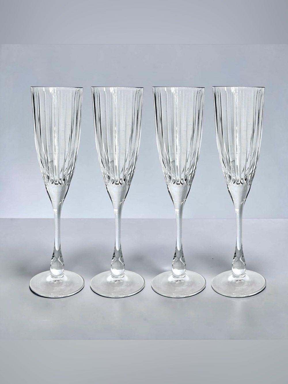 Vintage Rock Crystal Rock Solaris Champagne Flutes Made in Italy